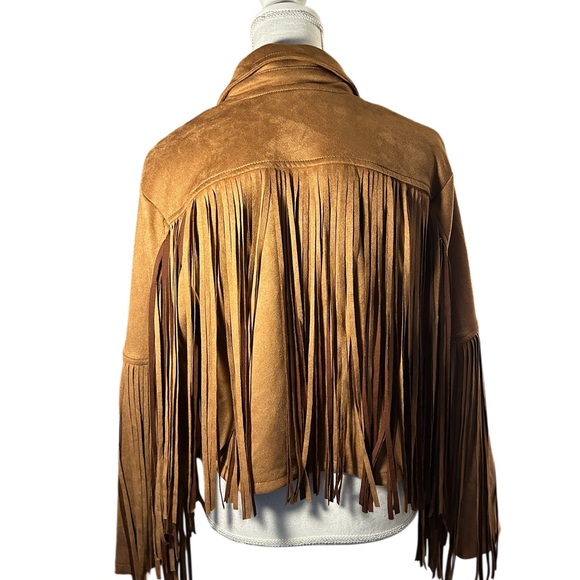Sincerely Jules Tan Fringe Open Jacket 🆕 - Picture 2 of 9